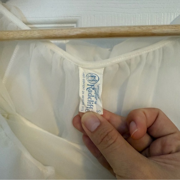 VINTAGE RADCLIFFE White Peignoir Nightgown 50s Chiffon Laced Two Piece Set - Picture 12 of 16